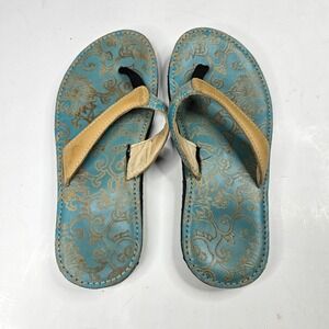 Teva Sandals Women's Size 8 Blue Flip Flops Thong Sandals Floral Casual Comfort